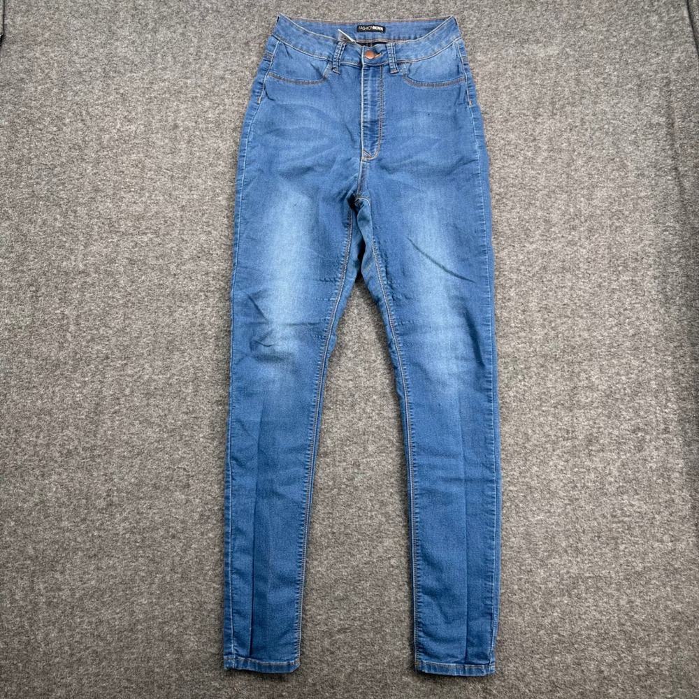 Fashion Nova Womens High Rise Skinny Jeans Medium Wash Blue Denim Size 11